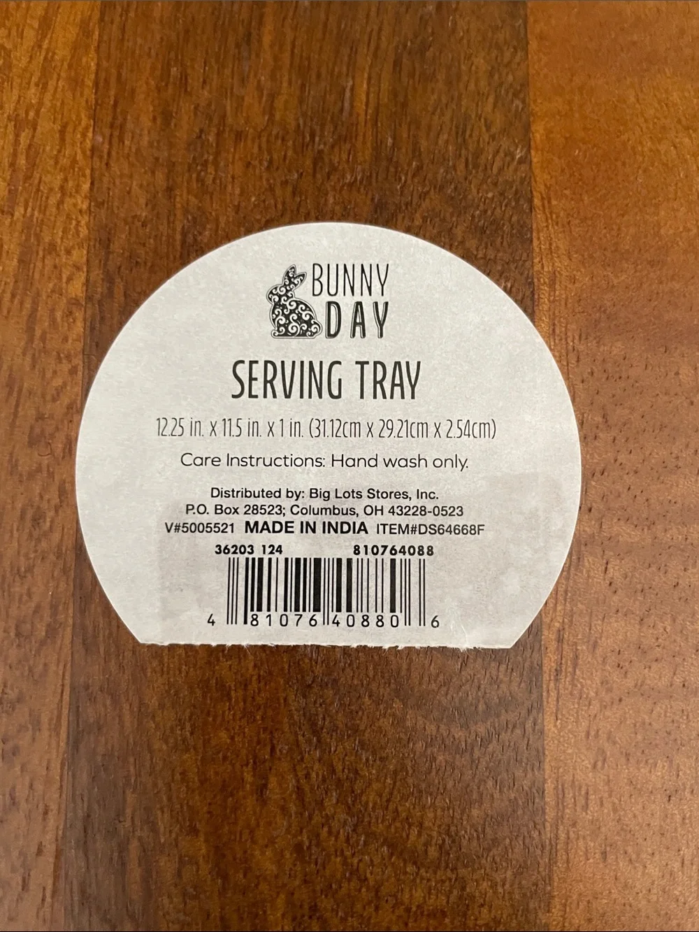 NWT Bunny-Shaped Decorative Wooden serving Tray with Spring Floral Inset-11”x12”